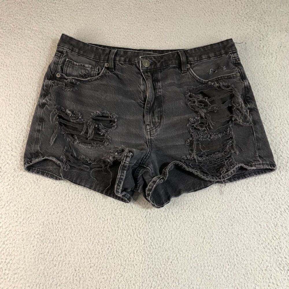 American Eagle Shorts Womens 14 Jeans High Rise Cutoffs Distressed Mom TRASHED